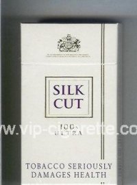 Silk Cut Ultra 100s cigarettes white and white hard box