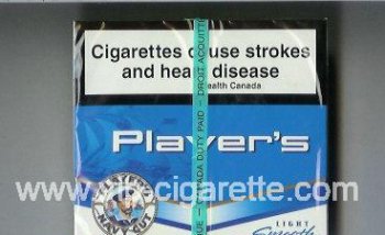 Player\'s Navy Cut Smooth Light blue and white cigarettes wide flat hard box
