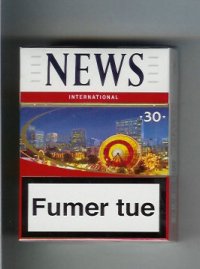News International 30 white and red cigarettes hard box