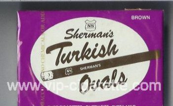 Sherman\'s Turkish Ovals Brown Cigarettes wide flat hard box
