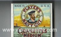 Player's Navy Cut Cigarettes 'Medium' blue and yellow cigarettes wide flat hard box