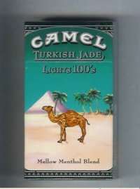 Camel Turkish Jade Mellow Menthol Blend Lights 100s cigarettes hard box