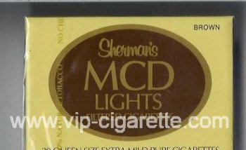 Sherman\'s MCD Lights Filtered Brown Cigarettes wide flat hard box