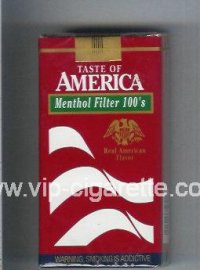 Taste of America Menthol Filter 100s cigarettes soft box