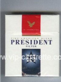 President Filter Fine American Blend 30 white and blue and red cigarettes hard box