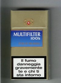 Multifilter Philip Morris gold and blue 100s cigarettes hard box