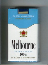 Melbourne Ultra Lights 100s Premium Blend cigarettes soft box
