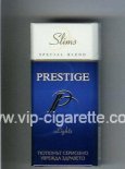 P Prestige Lights 100s Slims Special Blend blue and white cigarettes hard box