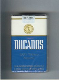 Ducados 100% Tabaco Natural blue and white and gold cigarettes soft box