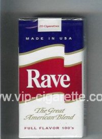 Rave Full Flavor 100s The Great American Blend cigarettes soft box