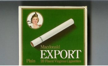 Export Macdonald Plain 20 Finest Virginia cigarettes green wide flat hard box