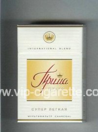 Prima Lyuks International Blend Multifiltr Super Legkaya white and yellow cigarettes hard box