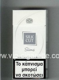 Silk Cut Slims 100s cigarettes white and silver hard box