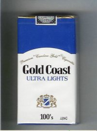 Gold Coast Ultra Lights 100s Premium 'Carolina Gold' Cigarettes soft box