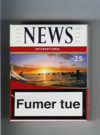 News International 25 white and red hard box cigarettes