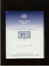 GR Selected Quality Tobaccos International 25s Lights white and blue cigarettes hard box