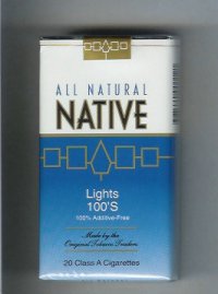 Native All Natural Lights 100s 100 percent Additive-Free cigarettes soft box