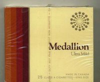 Medallion Ultra Mild 25 cigarettes wide flat hard box
