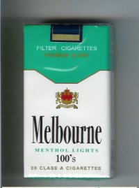 Melbourne Menthol Lights 100s Premium Blend cigarettes soft box