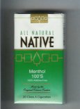 Native All Natural Menthol 100s 100 percent Additive-Free cigarettes soft box Native All Natural Menthol 100s 100 percent Additive-Free cigarettes soft box