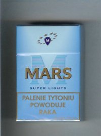 M Mars Super Lights cigarettes hard box