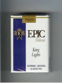 Epic Deluxe King Lights white cigarettes soft box