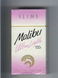 Malibu Ultra Lights Slims 100s cigarettes hard box