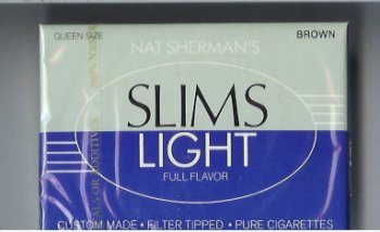 Nat Sherman\'s Slims Light Full Flavor Brown cigarettes wide flat hard box