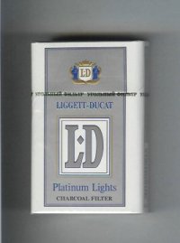 LD Liggett-Ducat Platinum Lights silver and white cigarettes hard box