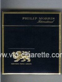 Philip Morris International dark blue cigarettes wide flat hard box
