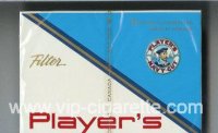 Player's Navy Cut Filter 25 cigarettes white and blue wide flat hard box