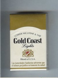 Gold Coast Lights Lower Nicotine and Tar Blend of U.S.A. cigarettes hard box