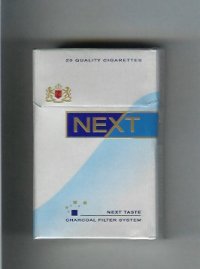 Next Next Taste silver and light blue and blue cigarettes hard box
