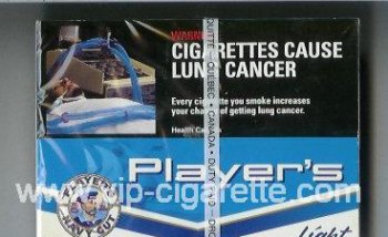 Player\'s Navy Cut Light 25 cigarettes blue and white wide flat hard box