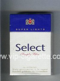 Select Simply Blue Super Lights cigarettes hard box
