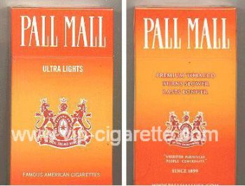 Pall Mall Ultra Lights orange 100s cigarettes hard box