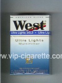 West 'R' Multifilter Ultra Lights American Blend cigarettes hard box