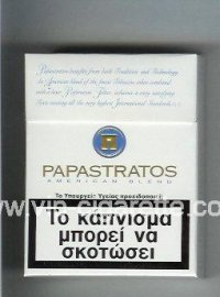 Papastratos American Blend 25 white and blue cigarettes hard box