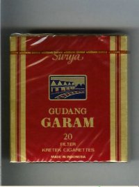 Gudang Garam Surya 20 Filter red cigarettes wide flat hard box