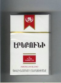 Erebuni American Blend white and red cigarettes hard box