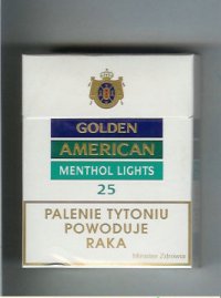 Golden American Menthol Lights 25s cigarettes hard box