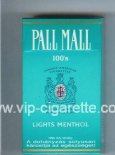 Pall Mall Lights Menthol light green 100s cigarettes hard box Pall Mall Lights Menthol light green 100s cigarettes hard box