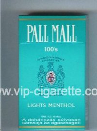 Pall Mall Lights Menthol light green 100s cigarettes hard box