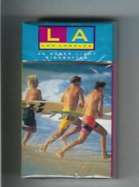 LA Los Angeles Super Light 100s Cigarettes hard box