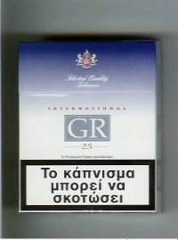 GR Selected Quality Tobaccos International 25s white and blue cigarettes hard box