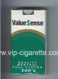 Value Sense Quality Menthol Full Flavor 100s cigarettes soft box