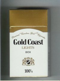 Gold Coast Lights Box 100s Premium 'Carolina Gold' Cigarettes hard box
