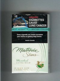 Matinee Slims Menthol Extra Mild cigarettes hard box
