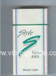 Style Slims Menthol Lights 100s cigarettes hard box