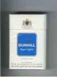 Dunhill Super Lights Filter De Luxe white and blue cigarettes hard box